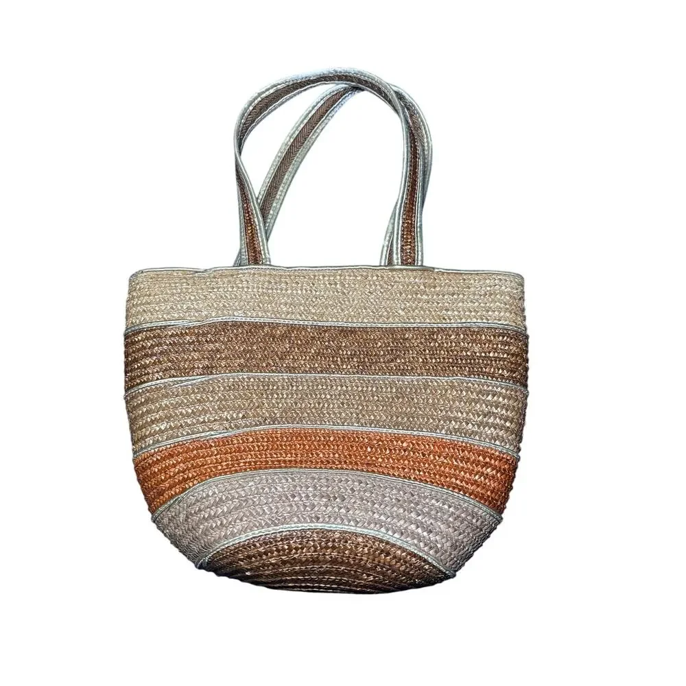 Womens wicker purse striped tote grandmacore artsy bohemian boho chic classic
